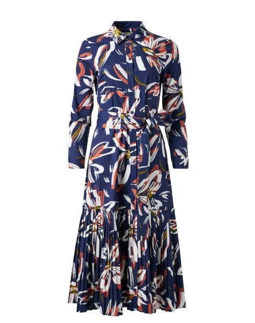 Tori Navy Floral Printed Dress