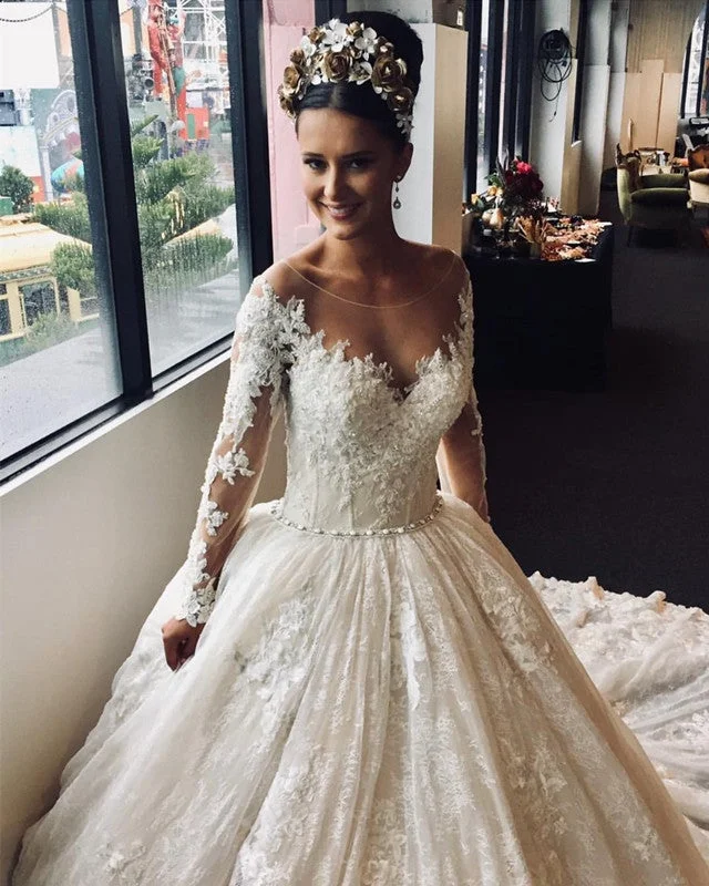 Vintage Lace Wedding Dresses Long Sleeves Ball Gowns